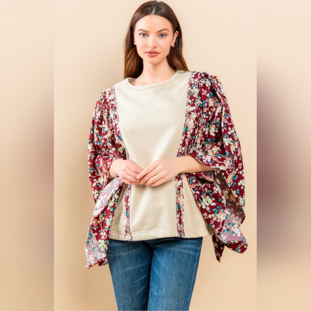 NEW!!! Oddi Floral Flutter Sleeve Blouse, NWT - Picture 6 of 8